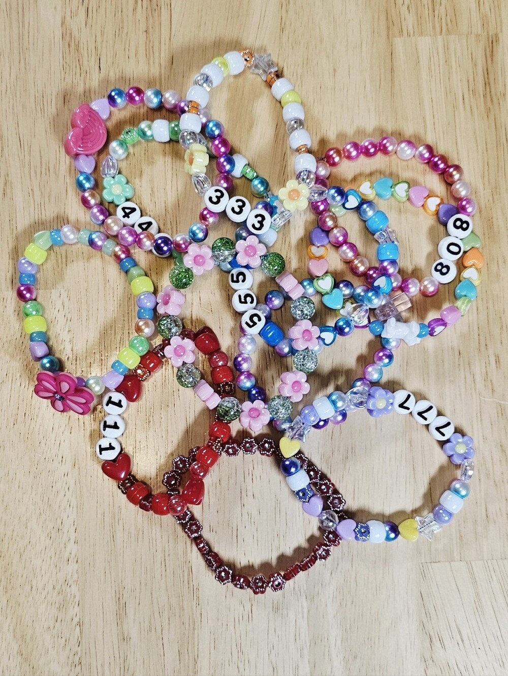 Angel Number Kandi Bracelet Set Of 12